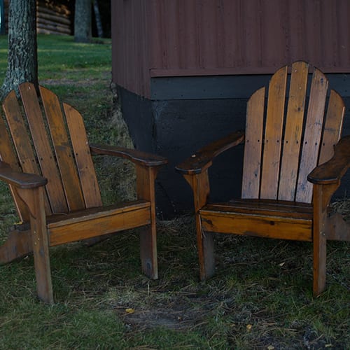 Adirondack chairs.