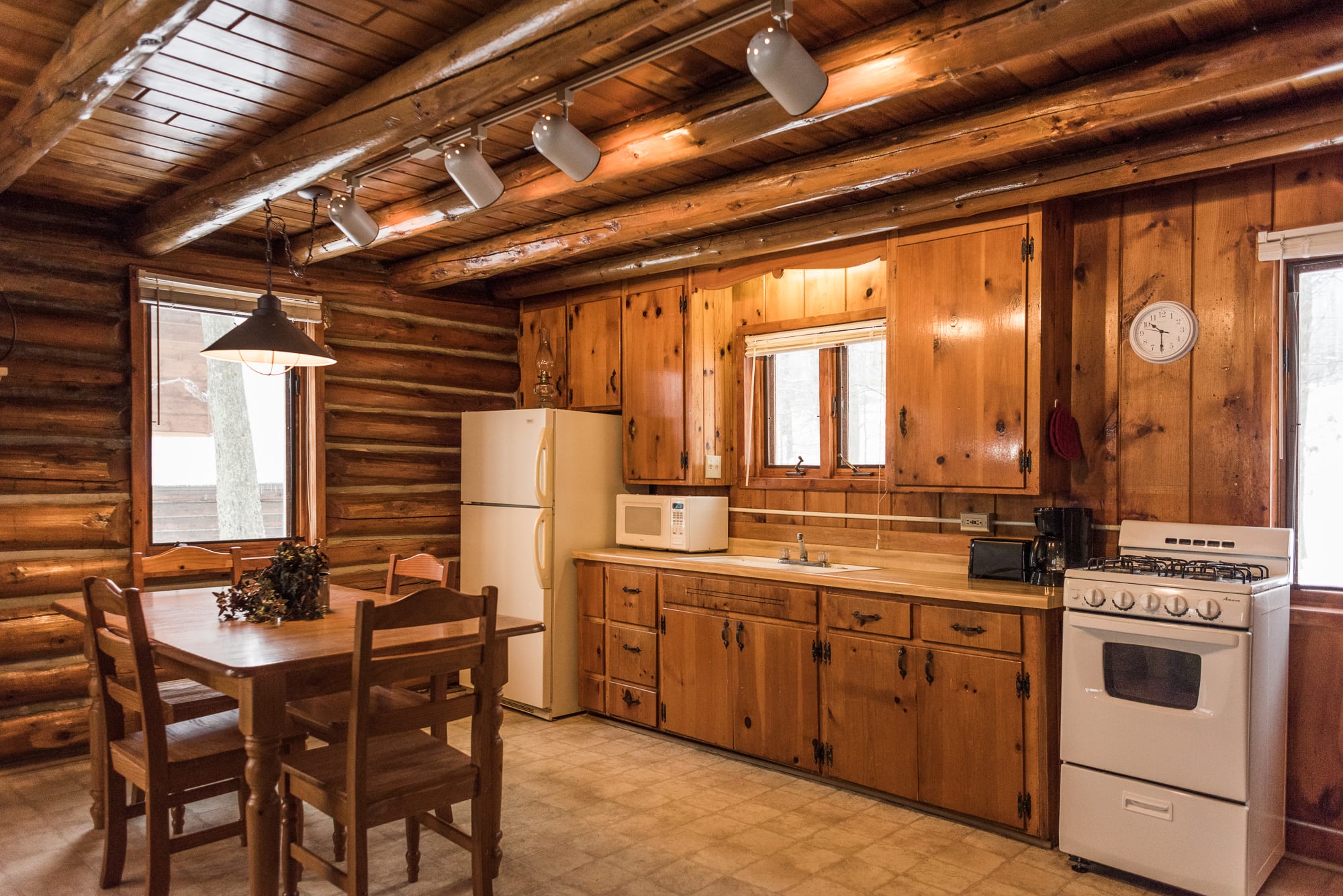 Knotty Pine cabin kitchen