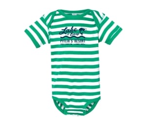 Green and white strip onesie