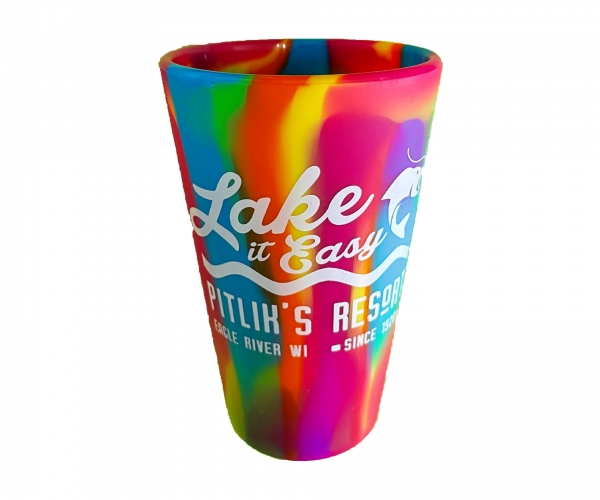 Rainbow colored silipint cup.