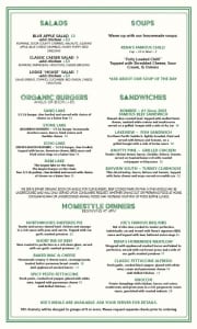 Restaurant menu January 2021