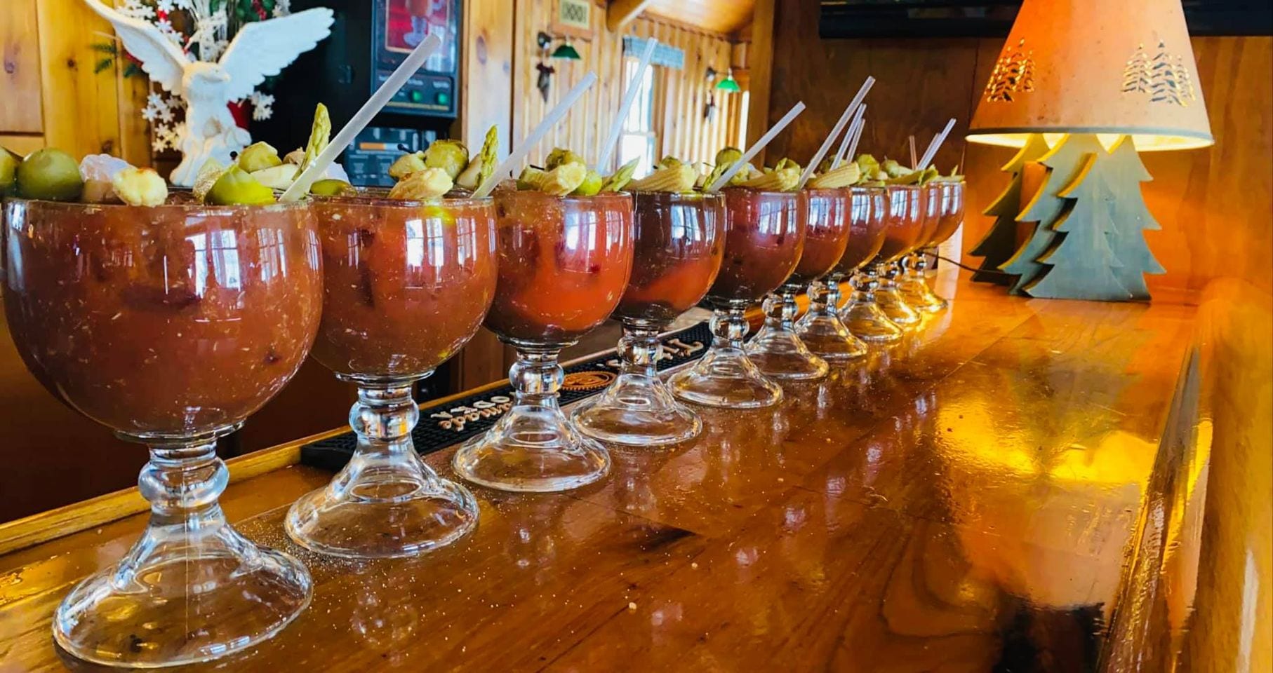 Lineup of Bloody Marys.